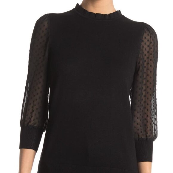 Adrianna Papell -  Black Women's Top with sheer sleeves - large - Picture 1 of 9